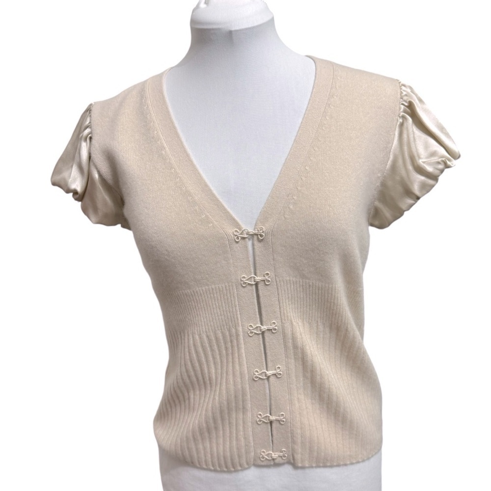 New Karen millen Cashmere and silk top cropped sweater Sz 4‎